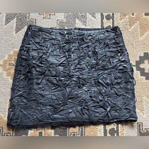 Gryphon New York Textured Leather Deep Blue Grey Mini Skirt s/m
